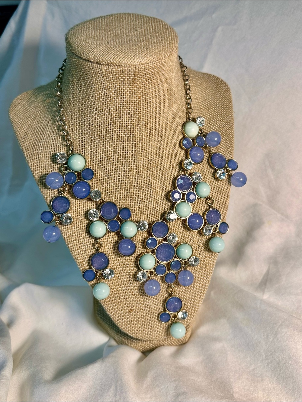 Statement Blue & Mint Cluster Necklace - Women Jewelry